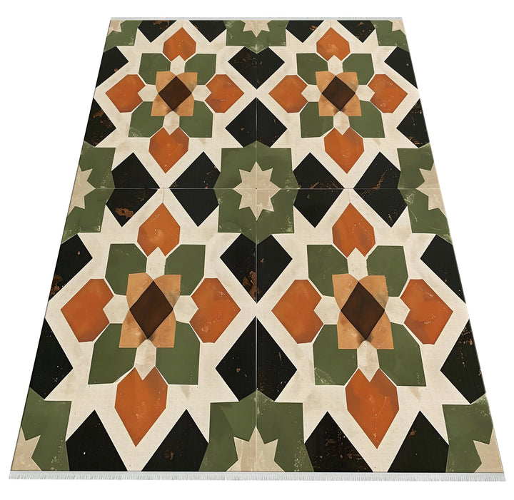 Vintage Fas Tarzı Geometrik Halı
