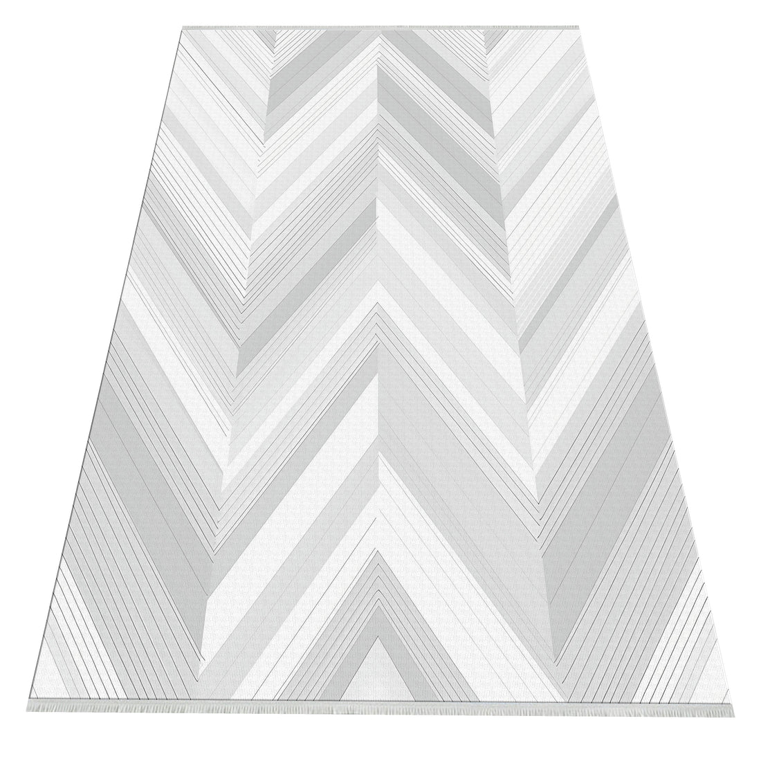 Modern Chevron Halı Beyaz ve Gri Minimalist Tasarım