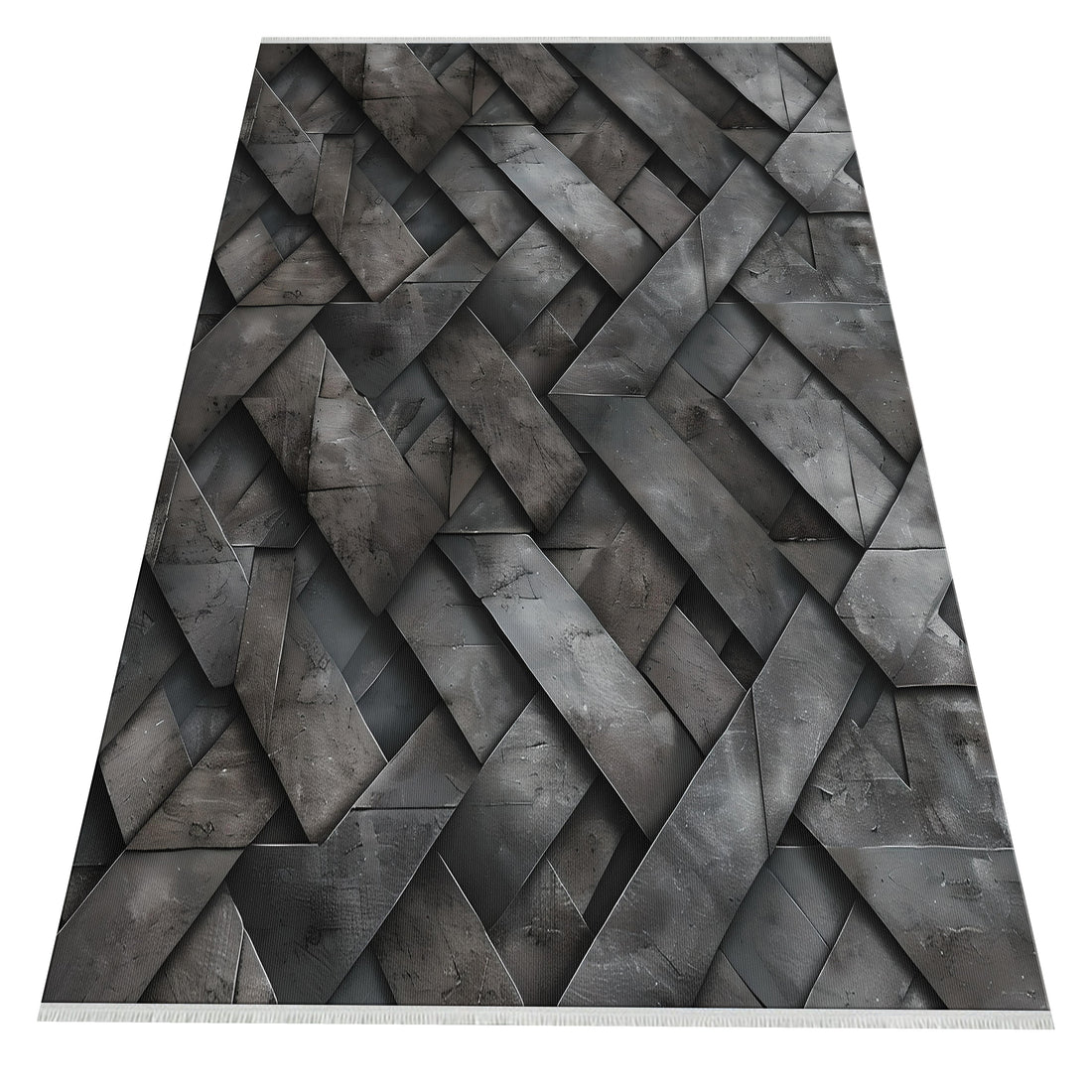 Modern Geometrik Halı; Siyah ve Gri
